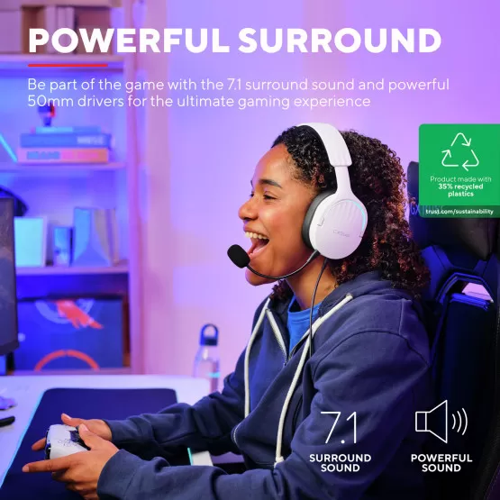 INF GXT 490W Fayzo Gaming Headset USB Eco White